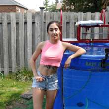 DunkTankFan: new Giselle Dunked in a Pink Top and Jean Shorts