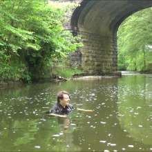 DungeonMasterOne: Evelyne the Cook wears her real leather skirt and boots in the river!