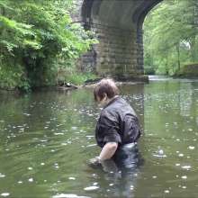 DungeonMasterOne: Evelyne the Cook wears her real leather skirt and boots in the river!