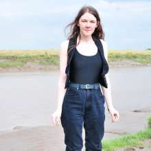 DungeonMasterOne: Chastity wears designer Armani jeans into the mudbanks!