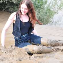 DungeonMasterOne: Chastity wears designer Armani jeans into the mudbanks!