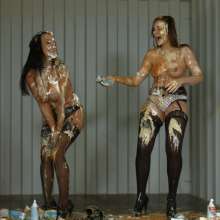 GirlsGetGunged: 2 models in a container with messy foods, what do you expect to happen?