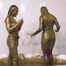 MostWam: Bobby& Corrine in a Bronze Gunge Bath [Braless]