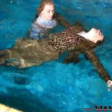 ufa217: Greta and Kylie have fun in the pool.