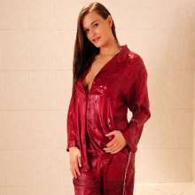 WSMProductions: Honour May enjoys a cooling shower in her red satin--wsm