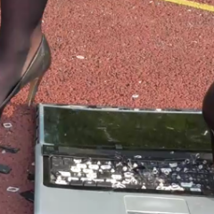 sploshfet: Heels destroy laptop with crush, trample and stomping