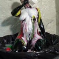 Stella: Stella messes herself up in a variety of colored paint and shaving foam