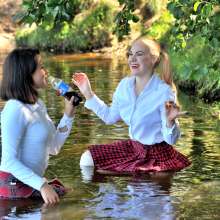 ufa217: College Girls have fun on the river bank.