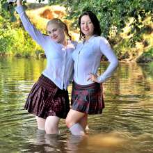 ufa217: College Girls have fun on the river bank.