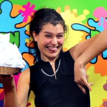 PieZone: This Super Cute Brunette Loves Getting Pied and Slimed!