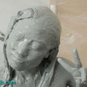 Alumi: Hot Young Japanese Girl Gets Very Messy in Grey Paint That Looks Like Mud